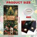 Christmas Door Cover, 72.89x35.43in Merry Christmas Front Door Cover Holidays Door Decorations Xmas Garage Door Covers for Door Porch Decor (Pet Peeping Style)