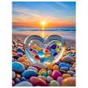 Pack of 2 NPCSWXQ Beach Love Diamond Art Kits for Adults, Sea Love Heart Stone 5D Diamond Dots Kits for Adults Beginners, DIY Full Drill Paint with Kits Diamond Art Painting Gem Home Wall Decor Gift 12x16Inch
