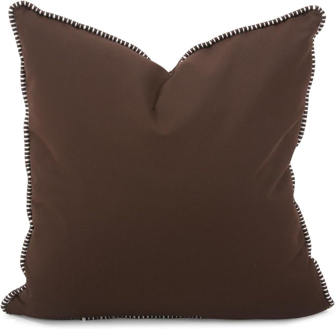 Howard Elliott Fluffy Throw Poly Insert Outdoor Pillow, Sunbrella Square Cushion Cover with Textured Trim Cording for Couch, Sofa, Indoor & Outdoor Use, 20 x 20 Inch, Seascape Charcoal