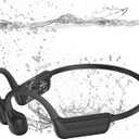 Swimming Headphones-Bone Conduction Headphones, IP68 Waterproof Open Earphones, LiteSurge Bluetooth 5.4 Underwater Sport Earbuds with 32 GB MP3 Memory for Swimming, Marathon-Inky Black