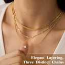 WomenGifts Layered Gold Necklaces for Women, 14K Gold Sterling Silver Plated Dainty Pendant Necklace Set Non Tarnish, Chunky Stackable Cuban Chain Choker, Trendy Birthstone Vacation Jewelry Gift