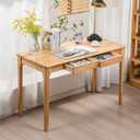 Solid Wood Desk, Gaming Study Home Office Desks for Work, Student PC Desk for Bedroom, Small Computer Desk for Small Spaces, Easy to Assemble (Wood Color, 47inch)