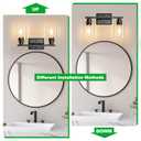 Unicozin 2 Light Bathroom Light Fixtures, Modern Vanity Lights Over Mirror, Black Wall Lamp with Clear Glass for Living Room Cabinet Bedroom Porch