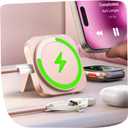 LISEN for Magsafe Charger Stand for Apple,Travel Charger for iPhone 16 Pro Charging Station Pad,Magnetic Wireless Charger for iPhone and Watch Airpods Travel Magsafe Accessories Fit iPhone 16-12 Pink