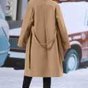 OPCAKM Women's Winter Wool Blend Pea Coat Double Breasted Notch Lapel Long Trench Coat