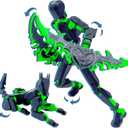 (Assembly Completed) T13 3D Action Figure Set,Dummy Robo Titan 13 Action Figures,3D Printed Multi-Jointed Toy (Black + Green)