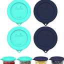 Sophico 1 Cup Round Silicone Storage Cover Lids Replacement for Anchor Hocking and Pyrex 7202-PC Glass Bowls (Container not Included) (Mint - Navy Blue)