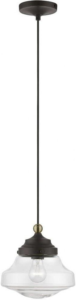 Livex Lighting, 41293-07, Avondale, Mini Pendant, Bronze with Antique Brass Accent