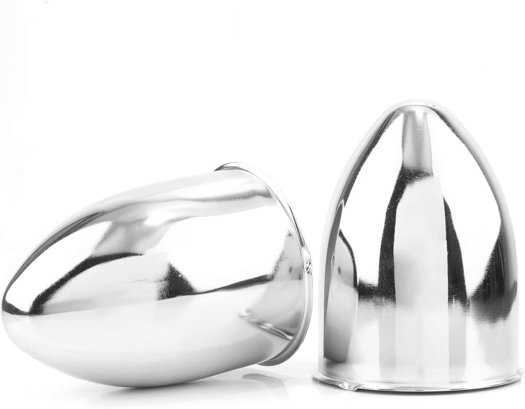 2Pcs 3.27inch Trailer Wheel Center Cap Push Through 3.27" Bore 4.53" Tall Pointed Hub Cap for Truck SUV RV Wheel Rim, Chrome Wheel Cover (3.27" OD 4.53" H, Top Pointed, Chrome, 2Pcs Chrome)