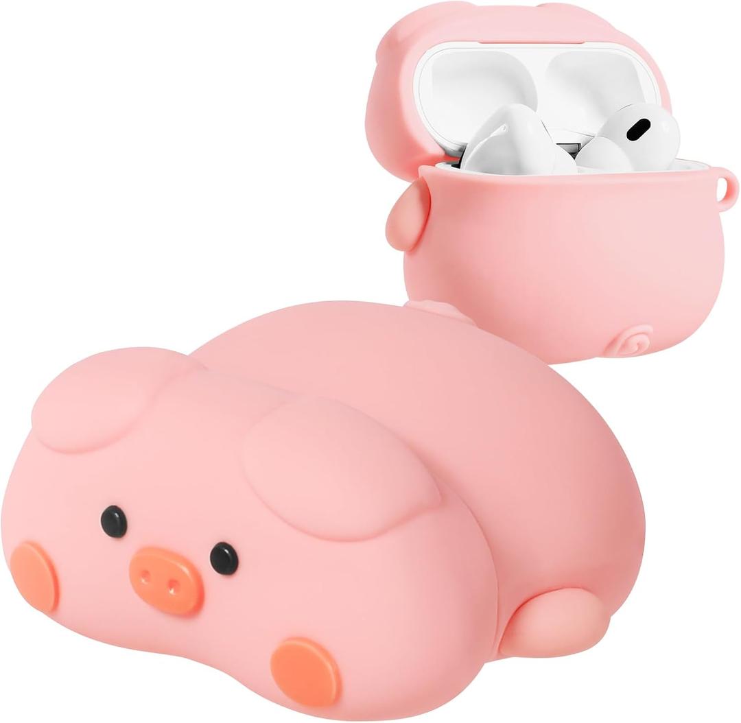 Coralogo for AirPods Pro2/Pro Case with Keychain Fashionable Stylish for Women Girls Boys 3D Silicone Cute Pig Design Kawaii Girly Girlish Unique Funny for Air Pods Pro2/Pro Cover, Pig
