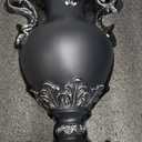 Gothic Victorian Resin Vase with Lace Doily  Waterproof 14" Black/Silver Vase for Fresh and Artificial Flowers  Goth Home Decor, Gift, Black Wedding or Halloween Table Centerpiece