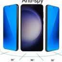 2 Pack Anti-Blue Privacy Tempered Glass for Samsung Galaxy S23 Plus/Galaxy S22 Plus Mirror Anti-Spy Screen Protector Anti-Peeping Film Electroplated Blue 6.6 inch