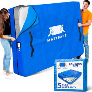 Nordic Elk Mattress Bags for Moving and Storage (Cali King) Heavy Duty Moving Supplies, 8 Sturdy Handles, Strong Zipper, Mattress Cover Bed Bags, Storage Cover Essentials Packing Protector (Blue)