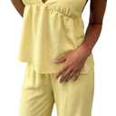SOLY HUX Women's Summer Two Piece Set Deep V Halter Peplum Top and Pants Vacation Outfits Resort Wear, Size: S