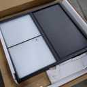 SmartStandard 76in x 84in Frosted Glass Sliding Barn Door,6-Panel Glass with Hardware Kit Included and Soft-Close, Aluminum Frame with Door Guides Waterproof & Quiet, Pre-Drilled Holes Easy Assembly