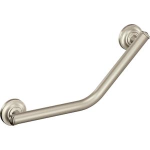 Moen Brushed Nickel Bathroom Safety 16-Inch Stainless Steel Angled Shower Grab Bar for Handicapped or Elderly, RA8716D1GBN