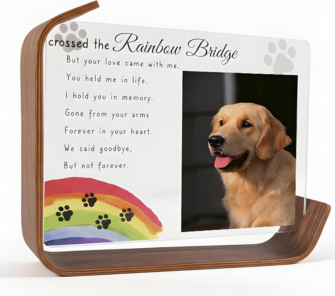 PureHabitat Rainbow Bridge Pet Memorial Frame -Dog Picture Frames 4x6 & Cat Picture Frame4x6- Pet Loss Sympathy Gift with Heartfelt Words & Memorial Tribute (rainbow)