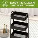 AGTEK Makeup Cart, Movable Rolling Organizer Cart, Black 3 Tier Metal Utility Cart