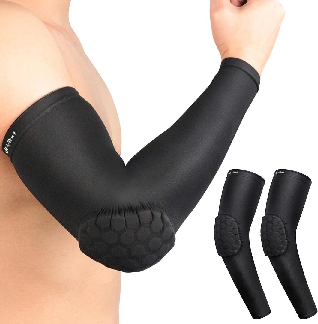 HiRui Elbow Pads for Teenagers Men Women, Elbow Brace Basketball Shooter Sleeves Arm Compression Sleeves (Small, Black)