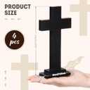 Bucherry 4 Pack 7.87 Inch Wood Crosses with Stand, Wooden Crosses Easter Cross Tabletop Decor Religious Christian Gift Baptism Centerpiece for Table Craft Wedding Church Sunday First Communion (Black)