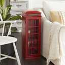 Deco 79 Wooden Telephone Room Storage Unit Vintage London Booth 2 Shelf Storage Cabinet, Accent Cabinet 11" x 9" x 30", Red