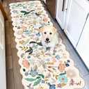 2x6 Washable Hallway Runner Rug: Floral Kitchen Rugs with Non-Slip Backing Vintage Low Pile Entryway Carpet for Living Room Bedroom Ultra Soft Water Resisitant Floor Mat for Bathroom Laudry(2x6,Cream)