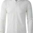 Beninos Men's Wrinkle Free Dress Shirts Slim Fit Long Sleeve Casual Button Down Shirt (White, S)