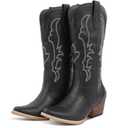 RLW Cowboy Boots for Women Cowgirl Boots Classic Knee-High Western Boots Pointy Toe with Comfortable Chunky Heel, Black 9.5 