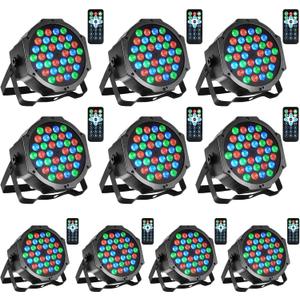 Dj Lights, 10 Pack 36 LED Par Lights Stage Lights with Sound Activated Remote Control & DMX Control, Stage Lighting Uplights for Wedding Club Music Show Christmas Holiday Party Lighting