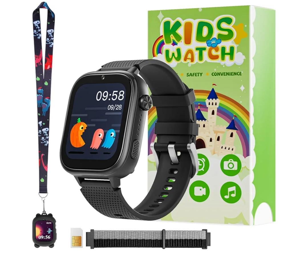 OKYUK 4G Kids Smart Watches Girls Gifts Age 3-12, Smart Watch for Kids with 47 Games, Two-Way Calling Feature, SOS Emergency Call Camera Video Recorder Gift Toys for Girls Ages 5 6 7 8 9 10 (Black)