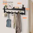 Coat Rack Wall Mount with Shelf, 27.5" Entryway Wall Hanging Shelf, Coat and Key Hanger with 10 Dual Hooks, Mail Organizer and Key Holder Hat Rack for Wall, Wood Coat Hooks with Storage