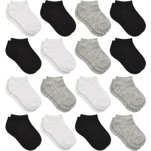 Toddler Socks, 16 Pairs Low Cut No Show Ankle Set for Boys Girls Kids, Size: 7-10 Years