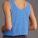 Tankaneo Womens Scoop Neck Cropped Tank Tops Summer Casual Cotton Workout Sleeveless Shirts Loose Fit Basic Tee Blue