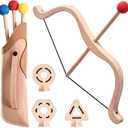 let's make Kids Bow and Arrow Wooden Archery Toy Set for Kids Ages 3+ Bow and Arrow Set Includes 3 Arrows 3 Targets Quiver Indoor and Outdoor Toys for Children Boys Girls