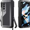 Compatible with Samsung Galaxy Z Fold 4 Case with Metal Bumper Premium Rugged Heavy Duty Shockproof Protective [S Pen Holder] [Hinge Protection] [Screen Protector] Stand Cover 5G 2022-Black
