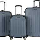 Kenneth Cole REACTION Renegade Luggage Expandable 8-Wheel Spinner Lightweight Hardside Suitcase, Granite Blue, 3-Piece Set (20"/24"/28")