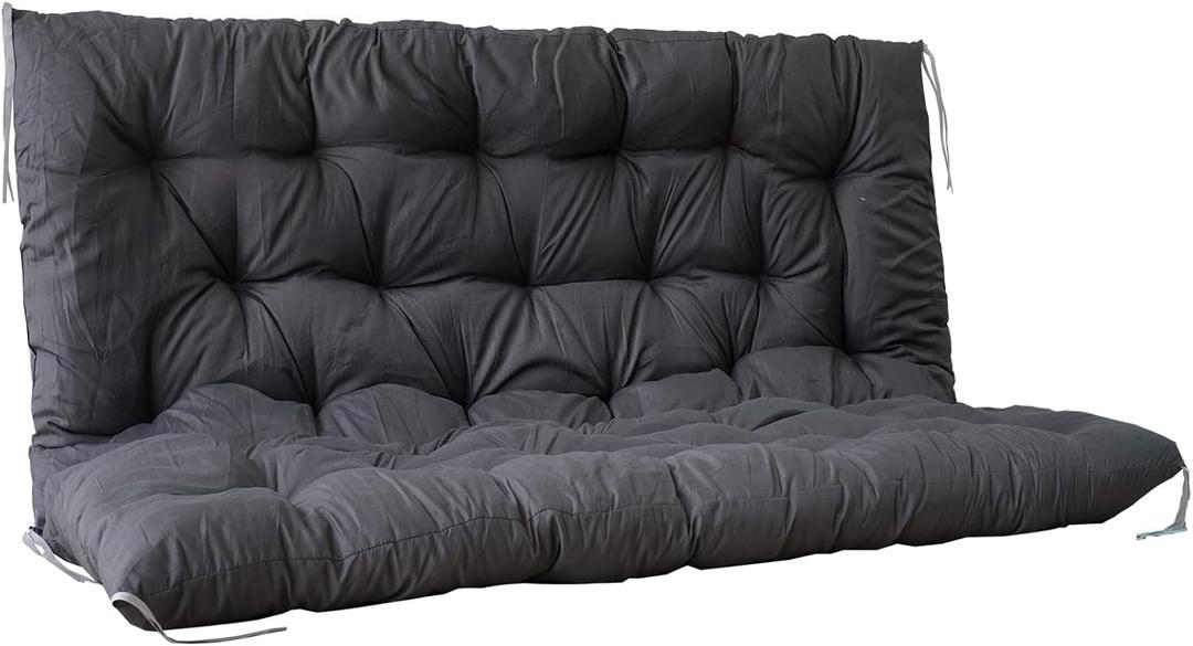 Porch Swing Cushions, Outdoor Cushions for Patio Furniture with Backrest, Thickened 4" Swing Cushions for Outdoor Furniture, for Porches, Patios, Outdoors and Gardens (Dark Gray,48x40)