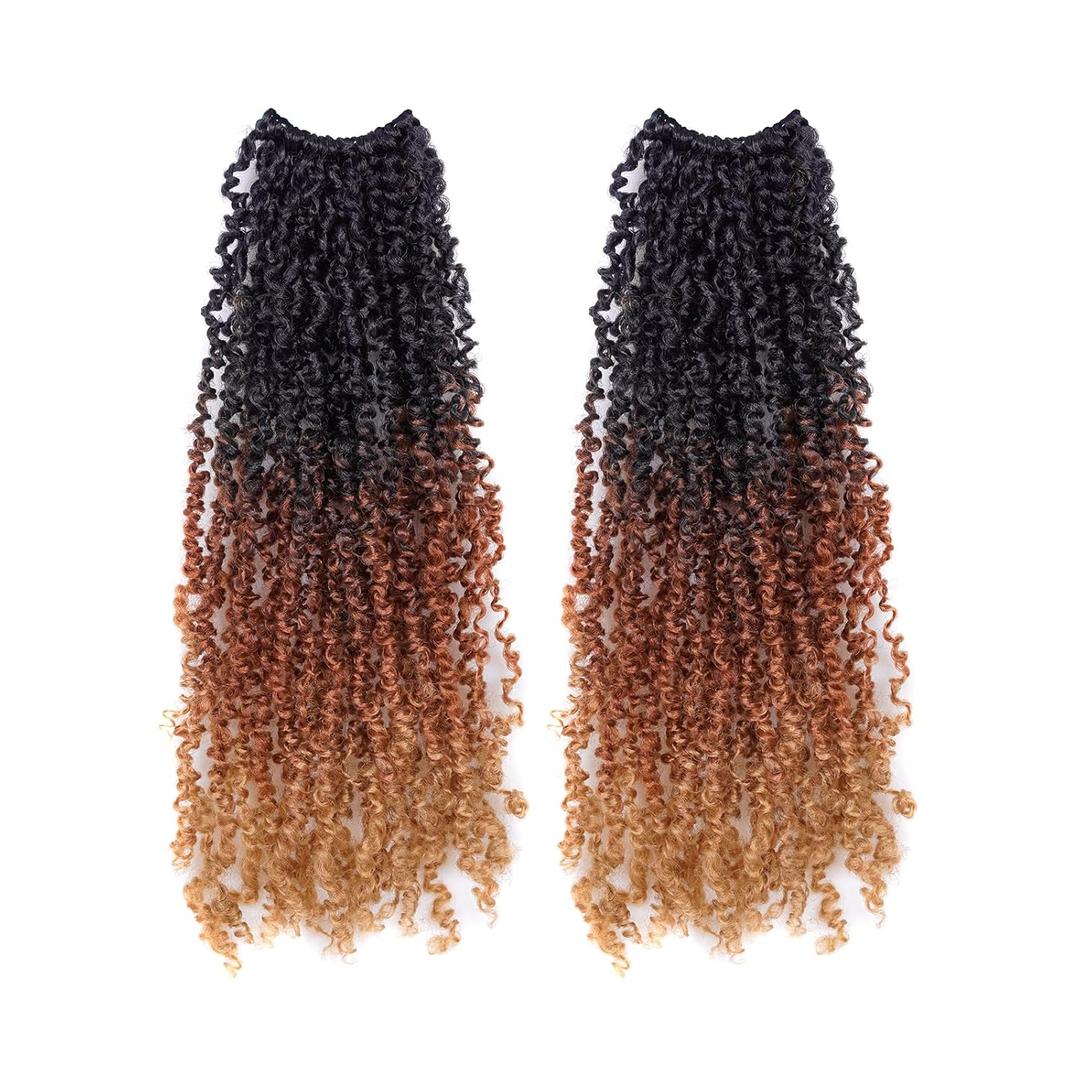 GIX Yanky Twist Crochet Hair - 10 Inch 2 Packs (60 Strands) 3 Tones Ombre Brown Pre-twisted Fluffy Spring Mini Twist Short Bob Passion Twist, Crochet Braids Braiding Hair (10 Inch, OT30/27-2P)