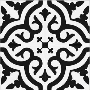 The Tiles Plaza Peel and Stick Encaustic Backsplash, Black and White Patterned Vintage Stick on Tile, Self-Adhesive Wall Tile Sticker for Kitchen Bathroom Fireplace Stairs, 10 Sheets
