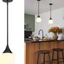 Kitchen Island Pendant Light: Mid Century Matte Black Hanging Light Fixtures with Frosted Glass Globe - 6 Inch Farmhouse Chandeliers Ceiling Lighting for Dining Room