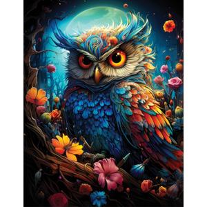 Majestic Value Brand 500 Piece Adult Puzzle of a Colorful Mystical Owl