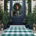 Christmas Outdoor Mat Buffalo Plaid Christmas Decor Rug Cotton Hand-Woven Layered Door Mats Washable Carpet for Front Porch, Kitchen, Farmhouse, Entryway (2'4" x 3'7" (Rectangular))