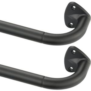 2 Pack Matte Black Curtain Rods 28-48", Room Darkening Curtain Rods Wrap Around Design, Metal Single Drapery Rod, Adjustable Blackout Curtains Rod for Window Darkening Curtains