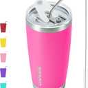 BJPKPK 20 oz Insulated Tumblers With Lid And Straw Travel Coffee Mug Tumbler Cup,Pink