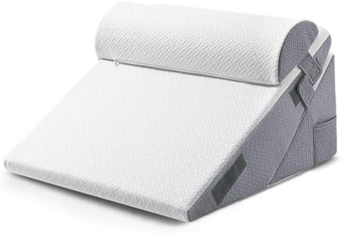 Sasttie Wedge Pillow Set for After Surgery, Adjustable Orthopedic Bed Wedge Pillow Set for After Surgery, Sleeping, Acid Reflux, Back Pain, and Recovery, Dark Grey & White