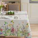 XCHI Wildflowers Daisy Hummingbirds Spring Tablecloth Rectangle Summer Table Cloth Washable Table Covers for Indoor Dining Home Party Decorations 52x70 Inch