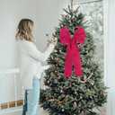 Meseey 36x18 Inches Extra-Large Christmas Tree Topper Bow Hot Pink Velvet Ribbon Gift Bows for Christmas Home Decor, Outdoor Indoor Car Decoration (Hot Pink)