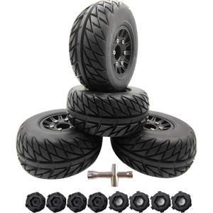 RC Short Course Truck Tires with Foam Inserts for 1/10 Scale Arrma Senton Tires Traxxas Slash Tires Axial Redcat Rc4wd Hex Detachable Replacement 17mm 14mm 12mm RC Wheels and Tires