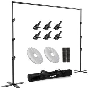 EMART Backdrop Stand Heavy Duty, 10x10Ft Pipe and Drape Stand Adjustable Photo Backdrop Stand, Photography Kit with X-Shaped Base for Wedding, Video Studio, Birthday,Parties Decoration