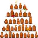 Brown Glass Bud Vases Set of 36, Mini Flower Vase for Centerpieces, Small Amber Bud Vases in Bulk for Wedding Decorations, Vintage Vase for Table, Reception, Home Decor